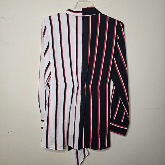 Tommy Hilfiger Tie-Front Colorblocked Tunic Shirt Size Medium - Picture 8 of 10